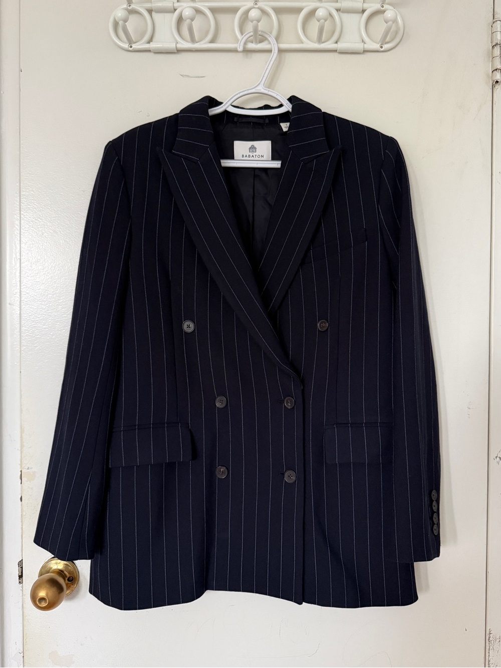 ARITZIA Striped Navy Blue / White Admiral Blazer